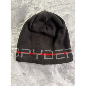 Spyder Boulder CO Logo Beanie Men's One Size Black Hat Winter Red